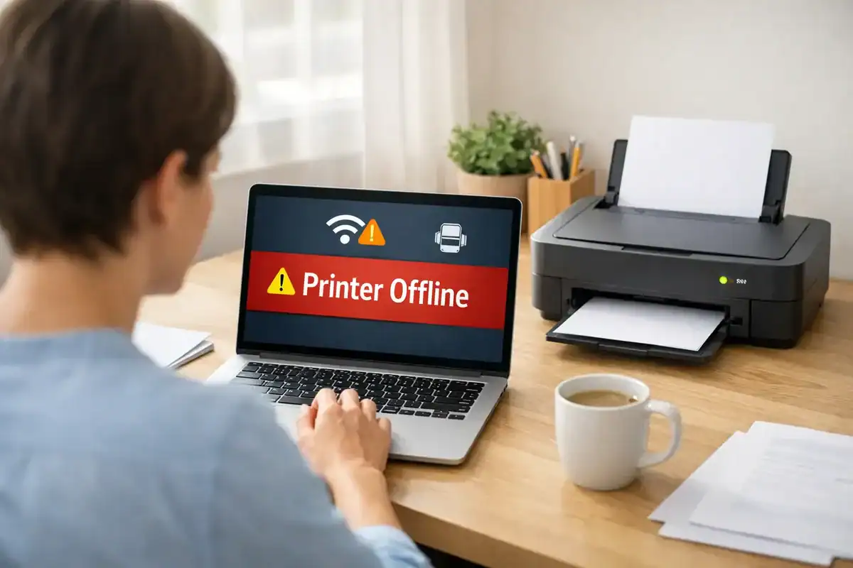 printer showing offline