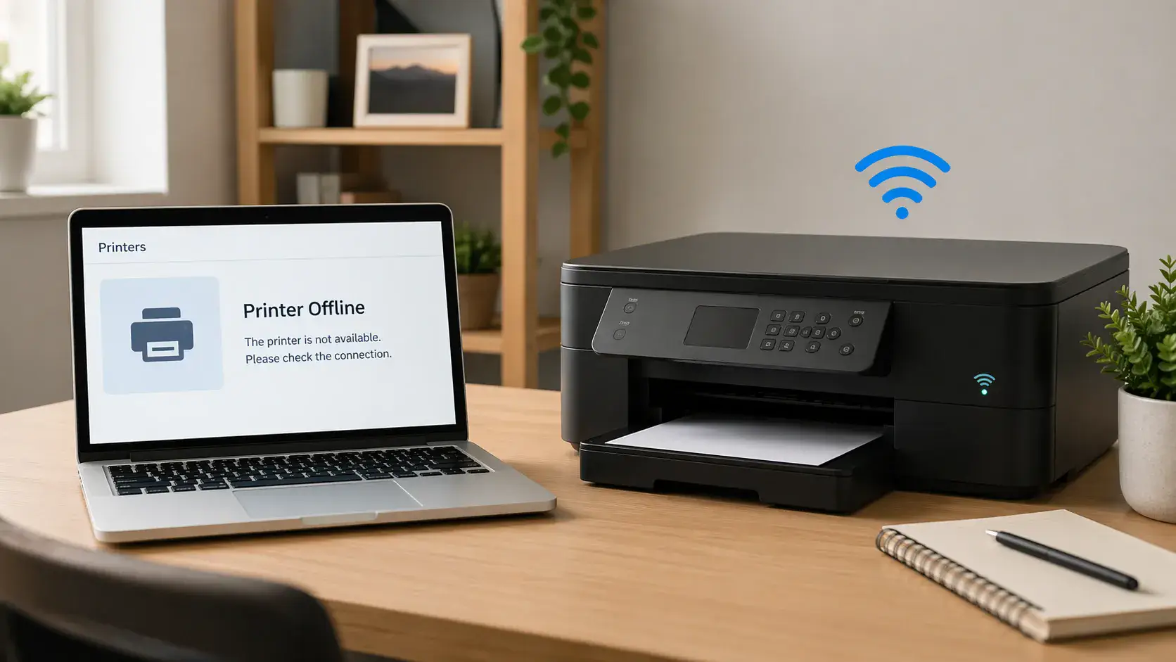why is my hp printer offline but connected to wifi